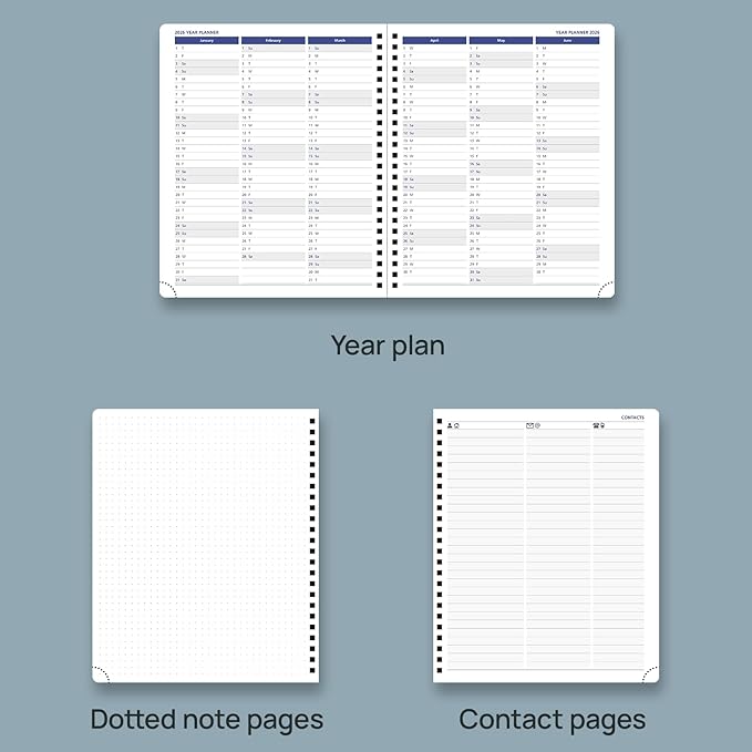 POPRUN 2025-2026 Weekly Planner 7.25'' x 8.25''Academic Spiral Appointment Book (July 2025-June 2026) with Quarter-Hourly Schedule, Monthly Tabs, Leather Softcover, Inner Pocket - Claret