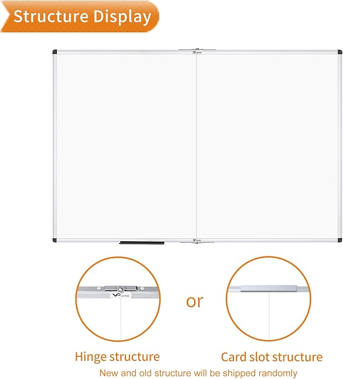 VIZ-PRO Magnetic Foldable Whiteboard, 48 x 36 Inches, Dry Erase Wall Mounted Board for School Office and Home