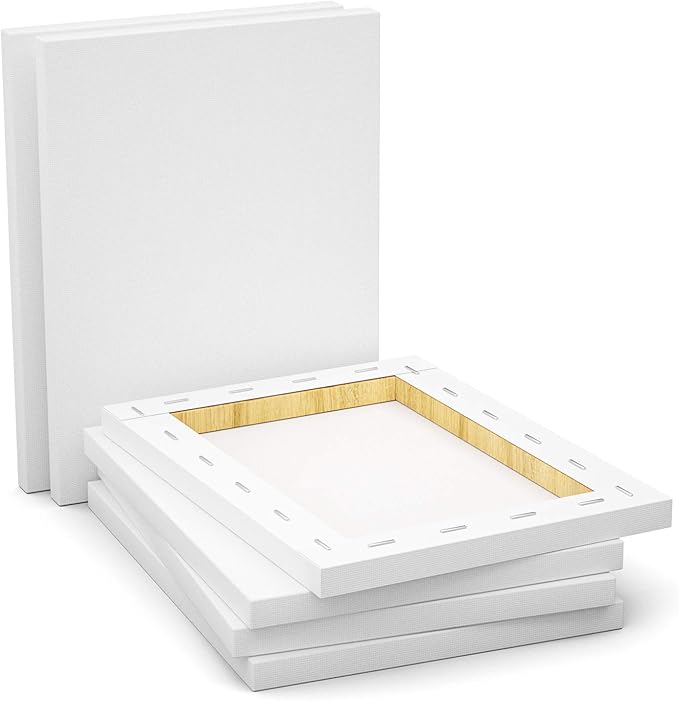 GOTIDEAL Stretched Canvas, 11x14 Inch Set of 7, Primed White - 100% Cotton Artist Canvas Boards for Painting, Acrylic Pouring, Oil Paint Dry & Wet Art Media