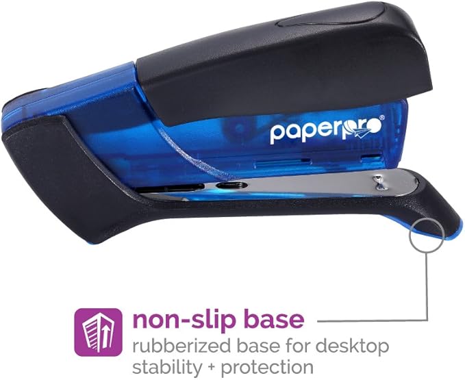 PaperPro Compact Classic Desktop Stapler, 15 Sheet Capacity, No Effort, One Finger, 80% Easier Stapling, Blue
