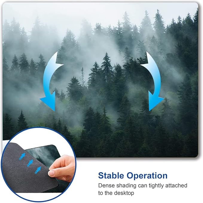 Hokafenle Mouse Pad, Square Personalized Computer Mouse Pads with Natural Design, Washable Mouse Mat, Gaming Office Home Non-Slip Rubber Base Mousepad, Misty Forest