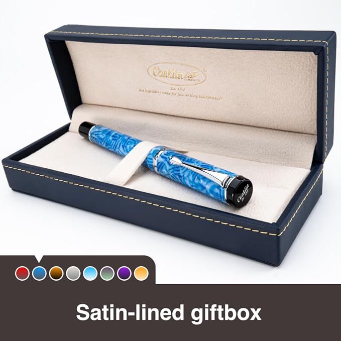 Conklin Duragraph Fountain Pen Ice Blue - Broad Nib, Elegant Writing Instrument with Cool Blue Finish