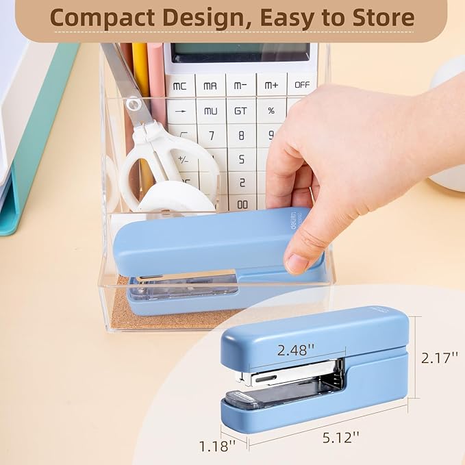deli Stapler, Desktop Staplers with Integrated Staple Remover, 45 Sheet Capacity Office Stapler, 2 Pack, Blue