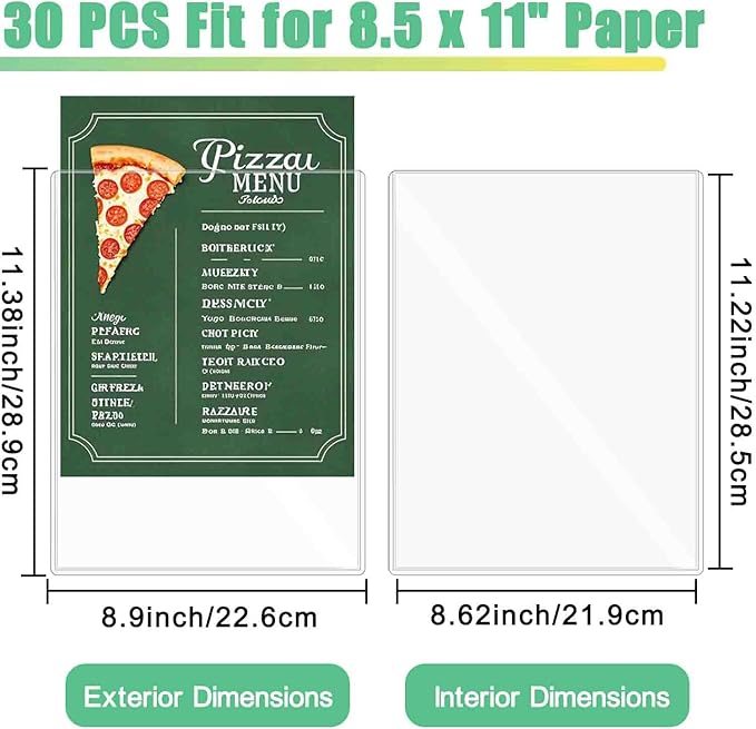 30-Pack 8.5" x 11" Rigid Print Protectors, Transparent Hard Plastic Page Sheet Protectors, Clear Plastic Sleeves for Paper Photo Poster, Protective Covers for Document Certificates