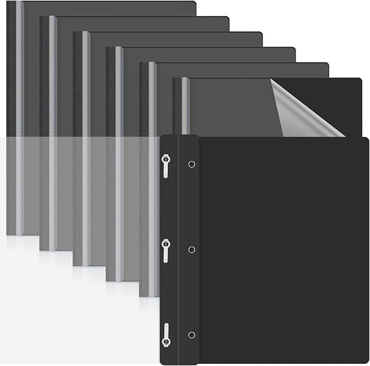 Teling 24 Pcs Clear Front Report Covers with 3 Prongs Presentation Folders Plastic Resume Portfolio Report Letter Size Presentation Binder for Paper Document School Office(Black)