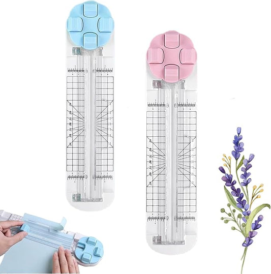 4-in-1 Multi-Function Paper Trimmer,Bidirectional Papers Cutter,Bidirectional Rotary Paper Cutter for A4/Photo/Card, for Daily Manual and Office Use (Blue+Pink)