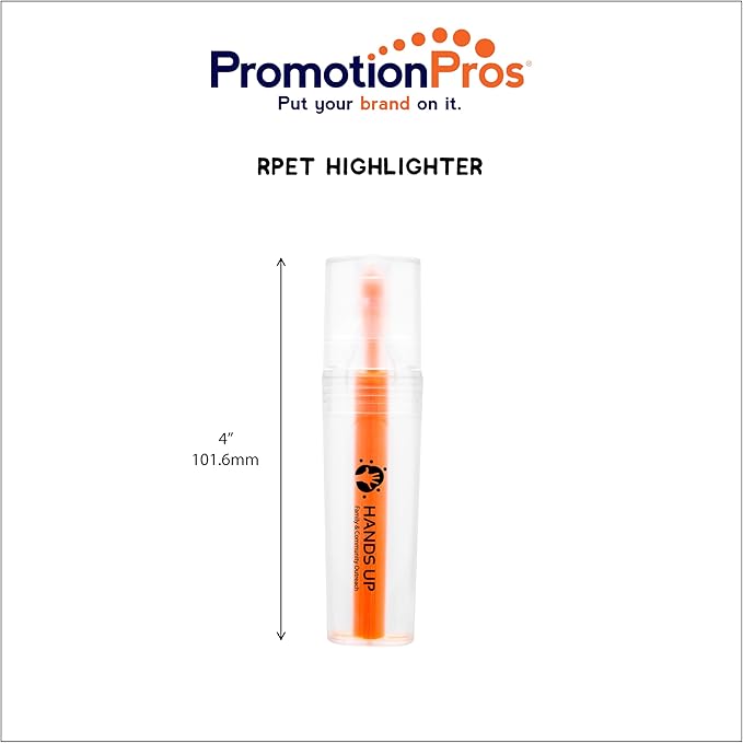 RPET Highlighter Customize Text Name or Personalized Image 0.95 Each - Sold in Pack of 250 - Clear with Orange