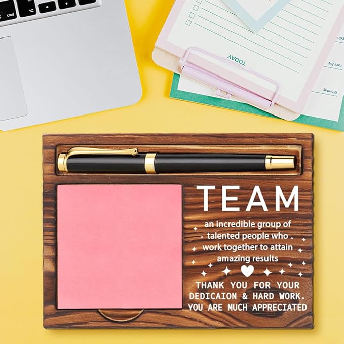 Team Sticky Note Holder, Team Appreciation Thank You Gifts for Women Men Employee Coworkers Mentor, Team Gifts Office Desk Self-Stick Note Pad Holders YB360