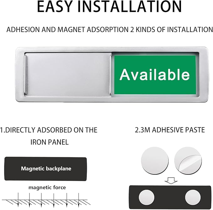 Available or In Use,for Home Office Hotles Hospital Restroom, Vacant Occupied Slider Door Tells Whether Room in Use or Available, 7'' x 2''