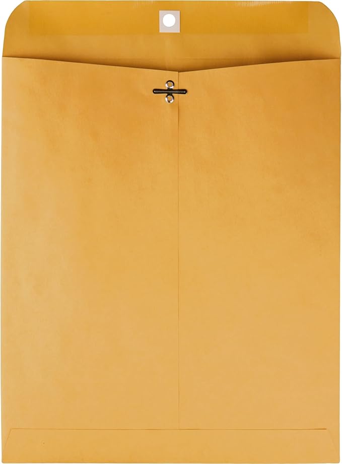 Quality Park 10 x 12 Clasp Envelopes with Clasp Closure and Gummed Seal, Great for Filing, Storing or Mailing Documents, 28 lb Brown Kraft, 100 per Box (QUA37895)