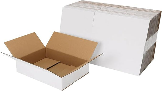 CRUGLA 9x6.5x2 White Shipping Boxes Set of 40, White Corrugated Cardboard Boxes for Small Business Shipping Mailing Packing