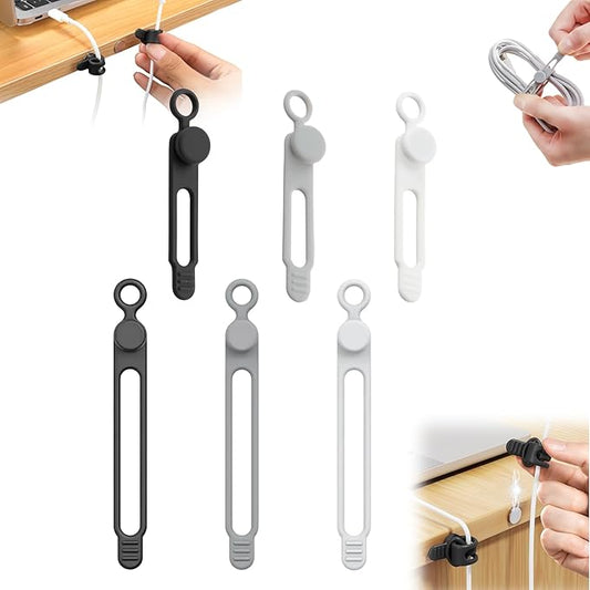 Silicone Cable Ties, Magnetic Data Cable Organizers Reusable Cable Ties Wire Organizer Adjustable Fastening Cable Straps Magnetic Silicone Cable Straps Cord Organizer for Bundling Earphone