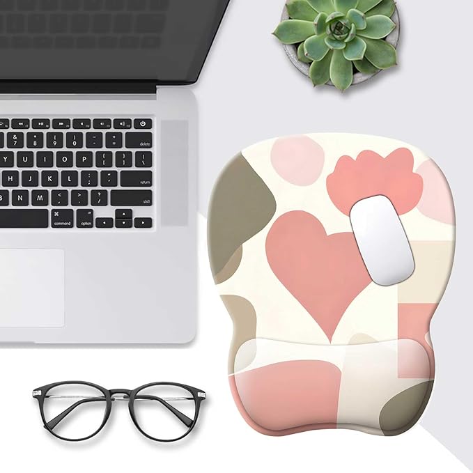 Ergonomic Gel Mouse Pad with Wrist Rest | Comfortable Computer Mouse Pad for Laptop | Pink Rose Mousepad