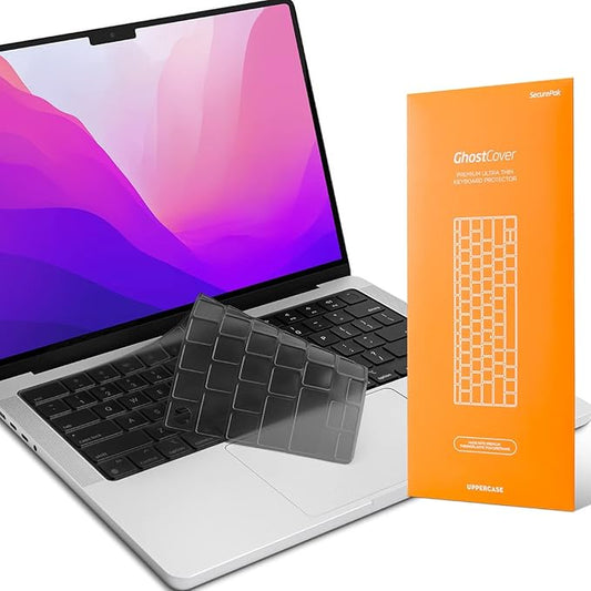 GhostCover Original Premium Ultra Thin Keyboard Cover Protector, Compatible with 2025 2024 2023 2022 2021 M5/M4/M3/M2/M1 Pro/Max MacBook Pro 14/16, M4-M2 MacBook Air 13/15, US ANSI Layout, Translucent