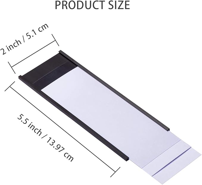 Eeoyu Magnetic Label Holders with Magnets Magnetic Data Card Holders with Clear Plastic Protectors for Metal Shelf, Whiteboard, Set of 50 (2 x 5.5 Inch)