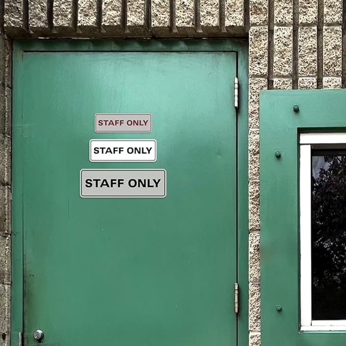 All Quality Standard Staff Only Wall or Door Sign | Easy Installation | Office Workplace Signs | Enhanced Security ‌ - White - Medium (1 Pack)