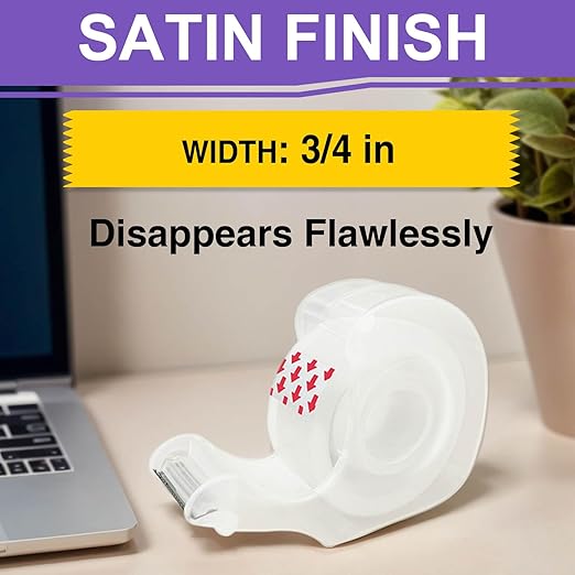 PALOKA Gift-Wrap, Clear Tape, for Wrapping Paper, Home Office and Back to School Supplies for College and Classrooms, Glossy Finish,3/4 in x 650 in, Dispensered, 6 Packs