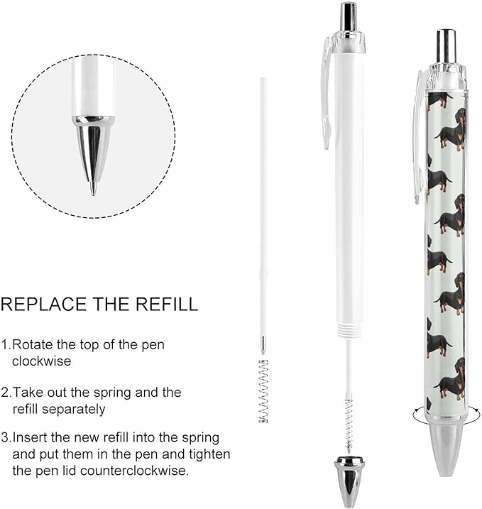 2 Pcs Ballpoint Pens for Men Women, Doxie Dachshund Weiner Dog Pet Dogs Writing Pens 0.5mm Retractable Pen with Black Ink Office Desk Stationary Supplies