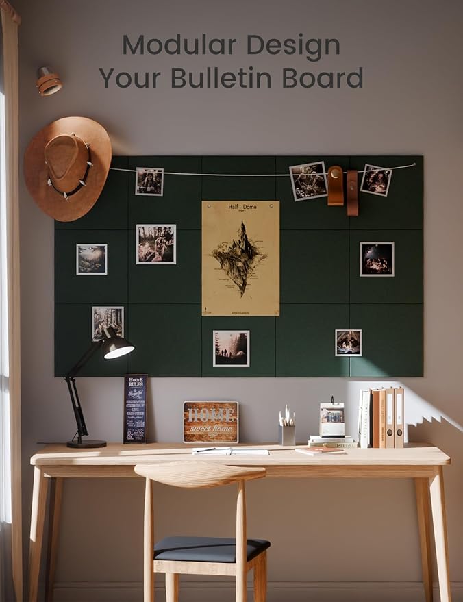 Large Felt Bulletin Board 36" x 24"Cork Board Alternative - 6 Pack with 40 Safe Removable Adhesive Tabs, Cork Boards for Walls Cork Board for Home Office Classroom Pin Board (Aurora Green)