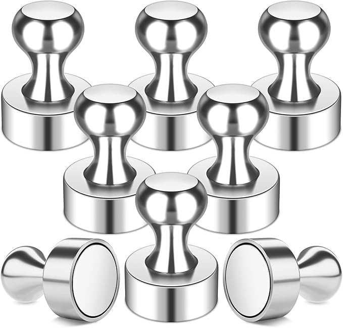 Grtard 8 Pack Magnetic Push Pins, Fridge Magnets for Whiteboard, Whiteboard Magnets Refrigerator Magnets, Small and Strong Push Pin Magnet for Office, School, Locker, and Map Magnet