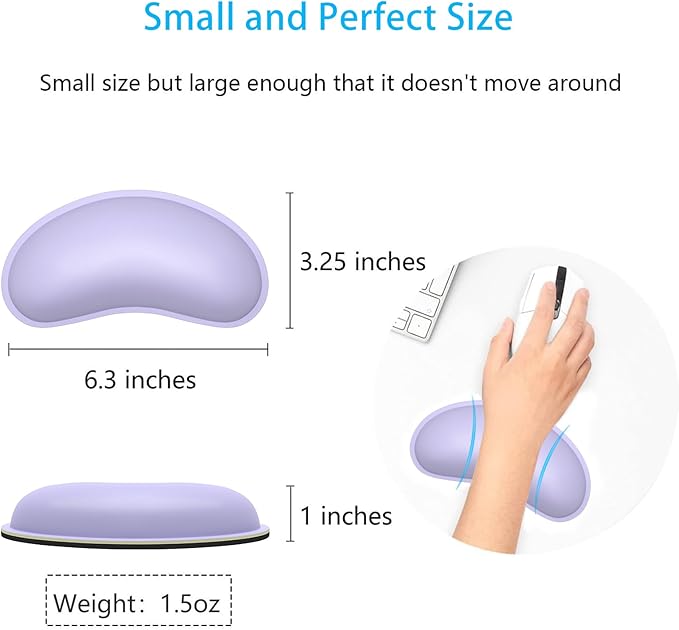 Dapesuom Mouse Wrist Rest, Ergonomic Memory Foam Mouse Wrist for Computer Desk Mats Support, PU Leather Hand Rest Pad Cushion for Gaming, Laptop, Men, Women, Pain Relief & Easy Typing, Vanilla Purple