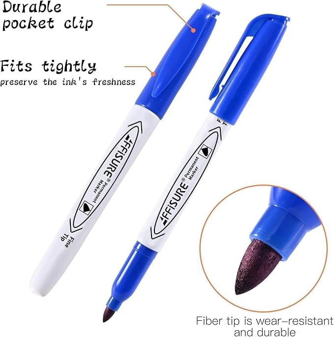 48 Colors Permanent Markers, Assorted Colors Vibrant Markers, Fine Point，Works on Wood, Plastic, Metal, and More, for Adults, Artist, Teacher, Kids, 48 Pack