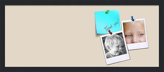 PinPix 30x12 Inch Cork Bulletin Board. This Decorative Framed Pin Board Comes with Desert Pastel Design and a Satin Black Frame. Ideal for Home Office Decor or Message Board (PinPix-1815)