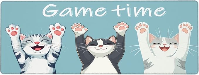 Funny Cat Desk Mat Large Gaming Mouse Pad Funny Cat Extended Mousepad Big in Laptop Computer Mouse Keyboard Mat for Office Desk Decor 31.5x12 in
