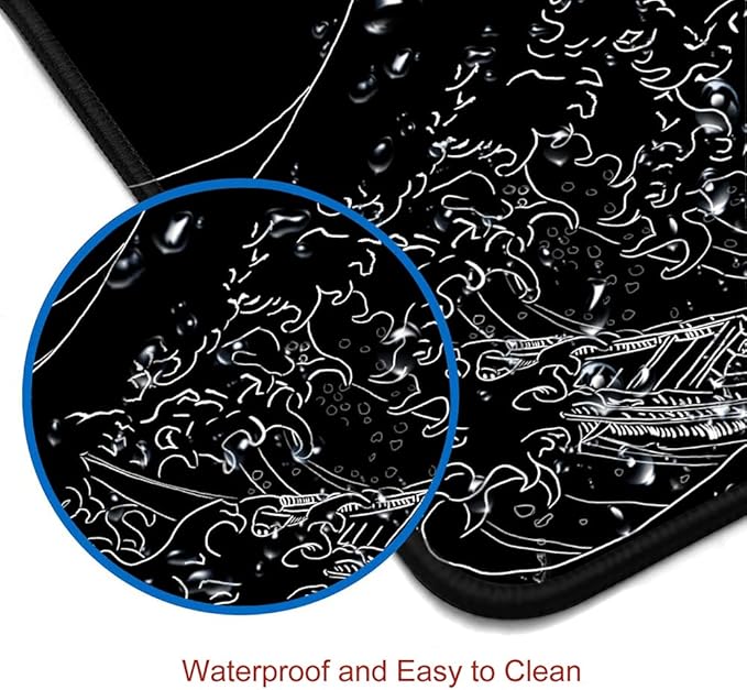Gaming Mouse Pad, Large Mouse Pads for Desk, Non-Slip Rubber Base Mousepad, Keyboard Mouse Mat, Desk Pad with Stitched Edges, 31.5x11.8inch, The Great Wave Off Kanagawa