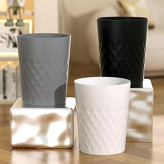 2 Pack Small Trash Can 1.8 Gallon Bathroom Garbage Can Waste Basket Recycling Bin for Dorms Bedrooms Offices Kitchens, Black