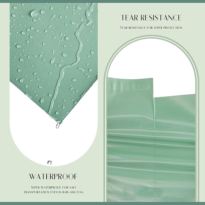 Metronic Large Poly Mailers 24x24 300 PCS, Strong Adhensive Shipping Bags for Clothing, Waterproof Shipping Envelopes for Small Business, Tear-resistant Mailers Poly Bags Bulk in Grayed Jade Green