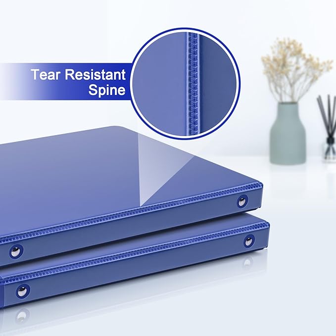 COMIX 3 Ring Binder 1/2 inch with Clear View Cover, 0.5" View Binder Holds 100 Sheets of US Letter Size Paper, 6 Pack (Dark Blue)