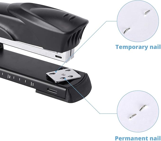 Long Reach Stapler,with 2000 Staples & Stapler Remover Full Strip，20-25 Sheet Capacity,with Built-in Ruler and Adjustable Locking Paper Guide, Black