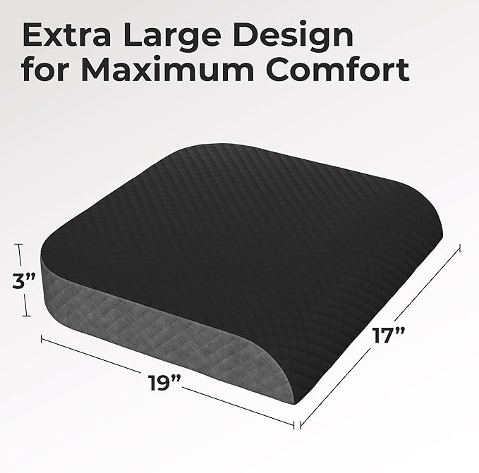 Kölbs Extra Large Seat Cushion, Stylish Plush Velvet Cover, X-Large Memory Foam for Office Chair, Floor Pillow, Cushion Back Pain Coccyx Pain Relief, Carry Handle (Extra Large)