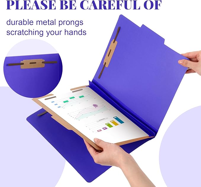Skyygemm 72 Pcs Classification Folders Letter Size, 1 Divider Pressboard File Folder with Fasteners, Expanding File Organizer Bulk for Teachers, Clergy, Office, Church, Christmas Donations (Purple)