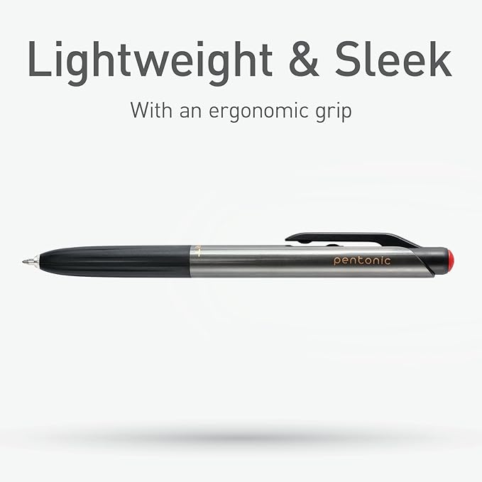 Pentonic GR-T Retractable Gel Pens, 10 Count, Red Ink, 0.7 mm Fine Point, Smooth Writing For Journaling, Note Taking, Office & School (1002364)