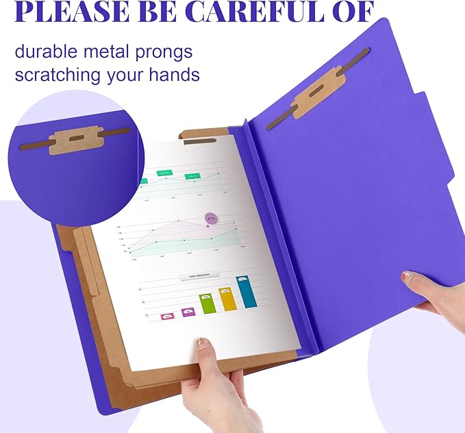 Skyygemm 24 Pcs Classification Folders Letter Size, 3 Divider Pressboard File Folder with Fasteners, Expanding File Organizer Bulk for Teachers, Clergy, Office, Church, Christmas Donations (Purple)