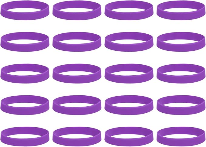 MECCANIXITY 100Pcs Silicone Rubber Bands Non-slip 4 Inch Flat Elastic Rubber Wrapping Bands for Books, Traps, Art, Wrapping Paper, Cord Wraps, Purple