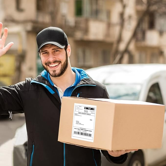 MFLABEL® 8 Stacks Fanfold 4" x 6" Direct Thermal Labels White Perforated Shipping Label (2,000 Labels per Stack) (8 Stacks)