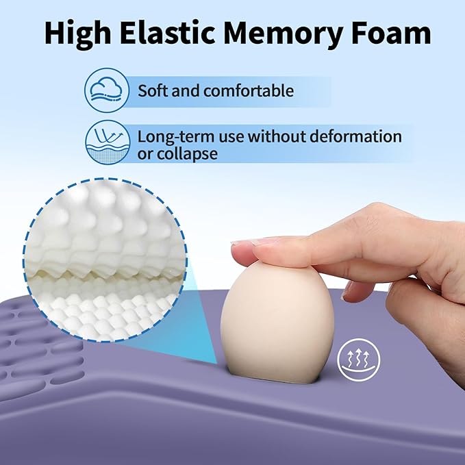 YIWEI Ergonomic Mouse Pad with Wrist Rest Support, Mousepad with Comfortable Memory Foam Wrist Rest and Non-Slip PU Base for Pain Relief, Computer, Laptop, Office, Home (Purple)