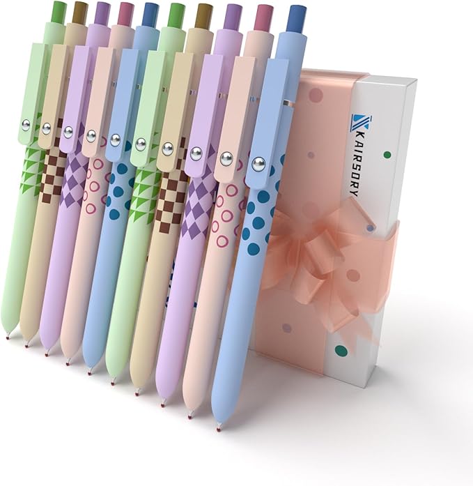 Gel Pens, Nurse Gifts,0.7mm Fine Point Black ballpoint pens,Aesthetic Cute Office School Supplies Gifts for Women Men, High-End Series for Journaling Note Taking(10 Pcs Black Ink-Geometric pen)