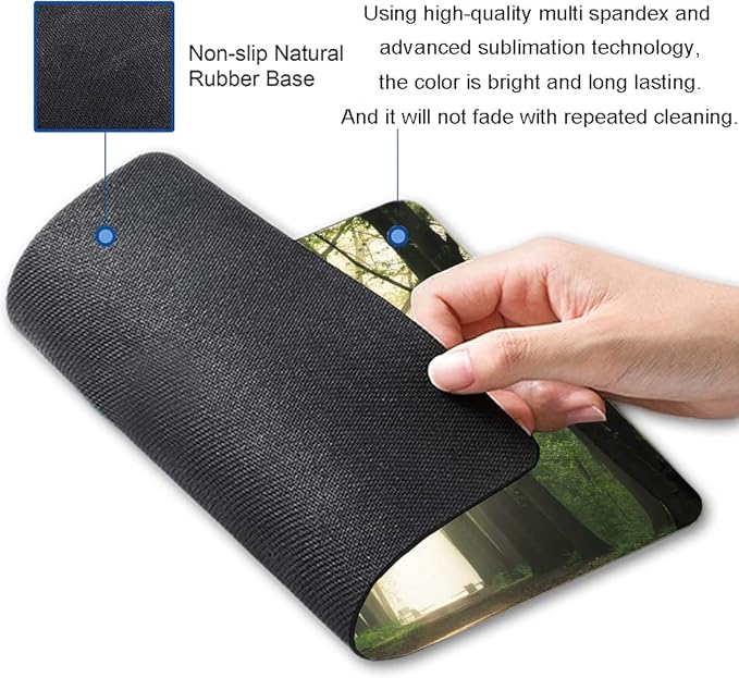 Hokafenle Mouse Pad, Natural Forest Mouse Pad, Rectangle Mouse Mat Square Waterproof Mouse Pads Non-Slip Rubber Base Mousepad for Office Laptop, 9.5"x7.9"x0.12" Inch
