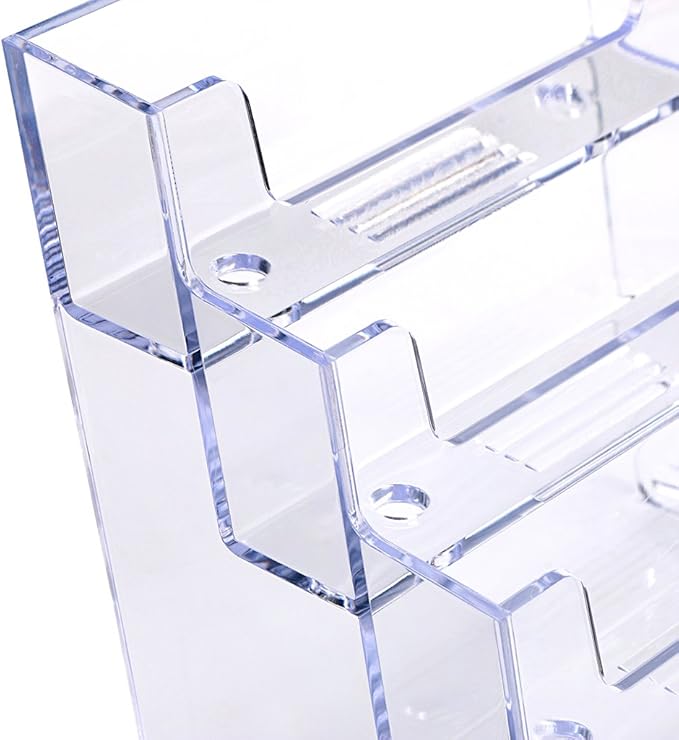 Hipiwe 2 Packs 4-Tier Acrylic Business card Holder Stand Clear Desktop Index Card Filing Card Holder Diaplay