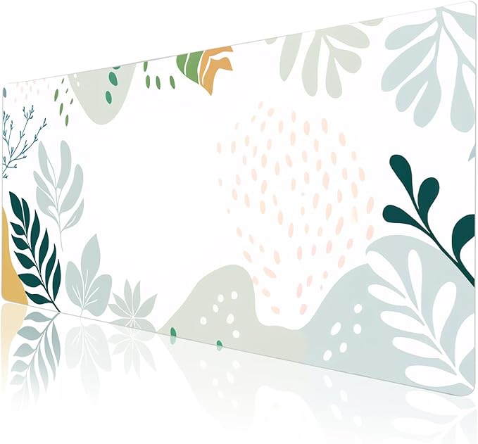 Colorful Star Large Mouse Pad, Green White Waterproof Desk Mat, Abstract Boho Double Sided Computer Gaming Mouse Pad, XXL Full Desk Mousepad Non Slip Desk Pad for School Office Home 31.5" x 15.7"