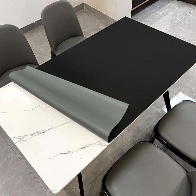 Table Top Protector for Dining Room Table - Can Be Used On Both Sides Waterproof and Easy to Clean Good Flatness Used for Dining Table(Black+Gray 44x84)
