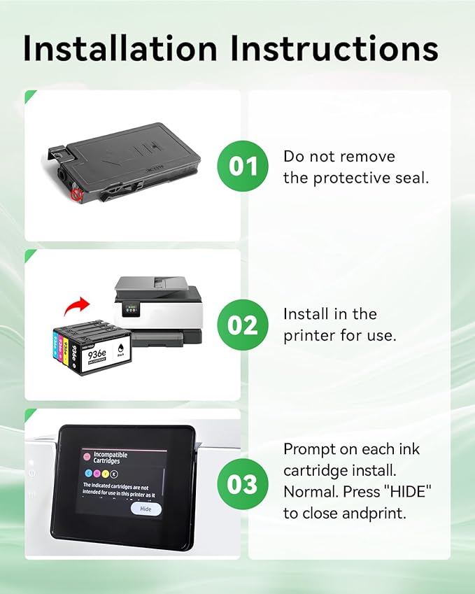 936 936e Ink Cartridges with chip 4-Pack High Yield Replacement for HP 936 936e 936XL Ink Compatible for HP OfficeJet Pro 9110b 9125e 9128e 9130b 9135e 9122e 9120 Wide Format 9730e Printer Black Color