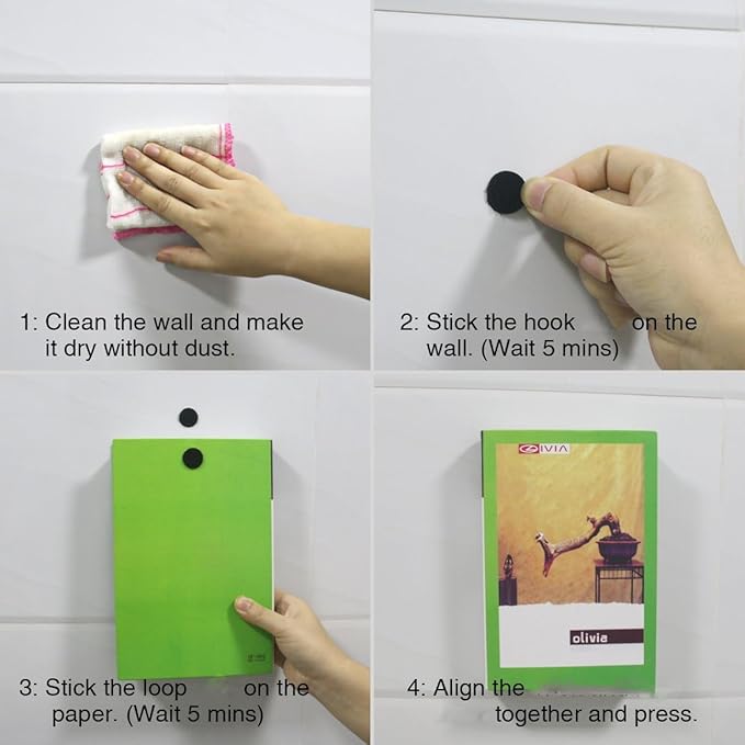 Self Adhesive Dots, Strong Adhesive 1200pcs(600 Pairs) 0.59 inch Diameter Sticky Back Hook Nylon, Loop Strips with Waterproof Sticky Glue Tapes for Classroom, Office, Home(Black)