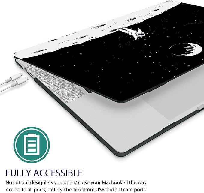 Compatible with MacBook Pro 13 Inch Case M2/M1 2025 2022-2017 A2338 A2289 A2251 A2159 A1989 A1706 A1708 Plastic Hard Shell Case&Keyboard Skin&Mac OS Keyboard Sticker (Astronaut&Moon 1)