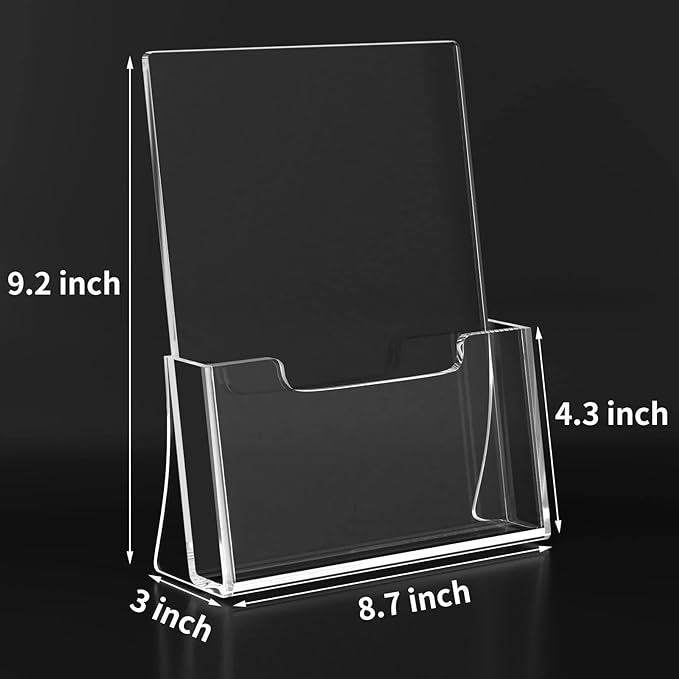 HIIMIEI Brochure Holder 8.5 x 11 inches, Acrylic Flyer Holder with 2 Pack, Plastic Stands for Displaying Magazines, Pamphlets, Literature, Brochures, Booklets, Menu