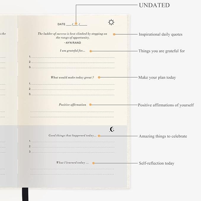 The Gratitude Journal for More Happiness, Optimism, Affirmation & Reflection - An Effective Manifestation Guide Journal, Undated Daily Journals for Women & Men (Beige)